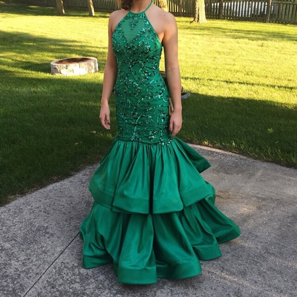 Sherri Hill Emerald Mermaid Prom Dress